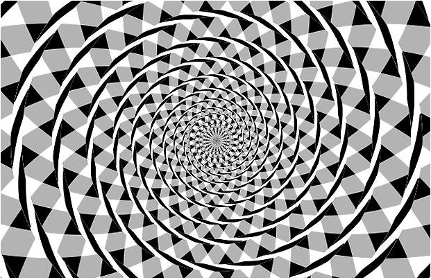 Είναι απλά μια σειρά από ομόκεντρους κύκλους, γνωστό ως ψευδαίσθηση Spiral Fraser, πρώτα είδαμε το 1908.