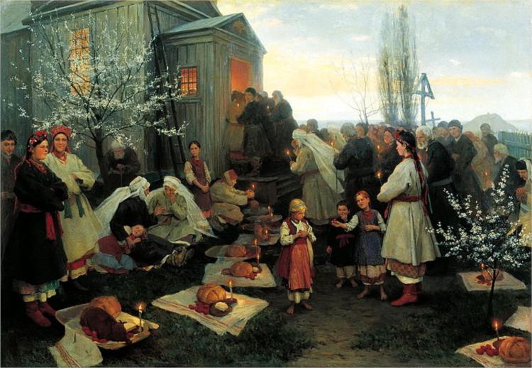 πρωινή προσευχή το Πάσχα Mykola Pymonenko 1891