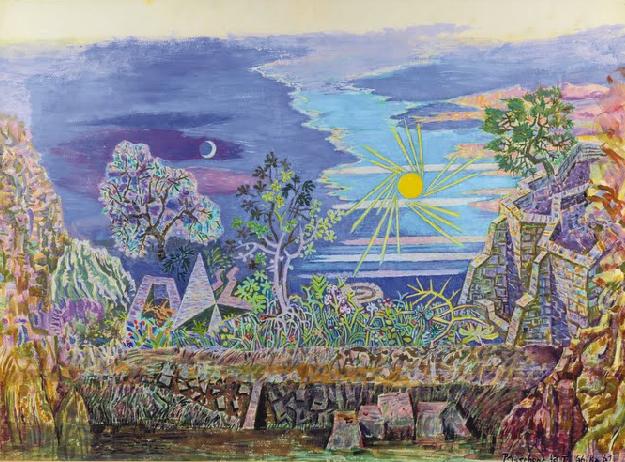 Νίκος Χατζηκυριάκος-Γκίκας (ΠΧΓ1890) «Το πρώτο πρωί του κόσμου» - Προσχέδιο για το σκηνικό της «Περσεφόνης», 1961 