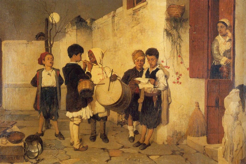 Το 1872 ο Νικηφόρος Λύτρας ζωγράφισε μια ομάδα παιδιών διαφόρων εθνικοτήτων να λένε τα χριστουγεννιάτικα κάλαντα. Αρκούσε αυτό το έργο για να αποδοθεί στον κορυφαίο Έλληνα καλλιτέχνη ο τίτλος του «ζωγράφου των Χριστουγέννων». 