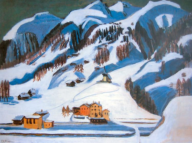 Βουνά και σπίτια στο χιόνι - Ernst Ludwig Kirchner 1924